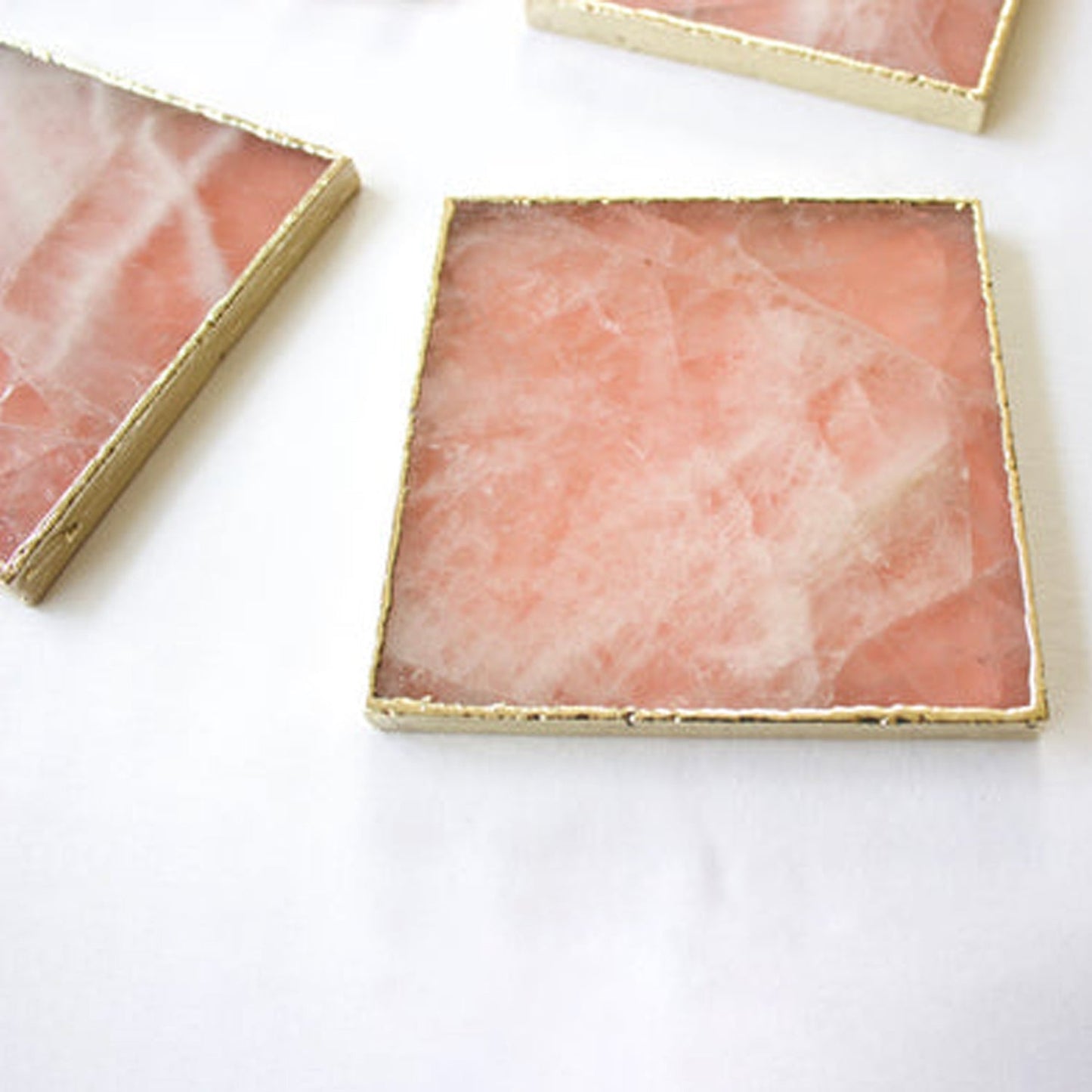 Rose Quartz Agate - Set of 4 Large Square Coasters | Personalised Momentos