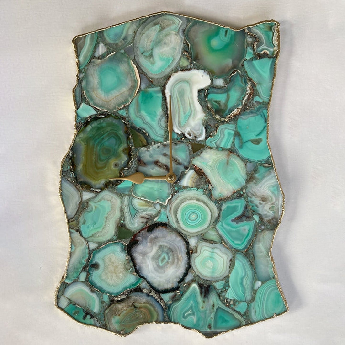 Large Green Agate Wall Clock/Personalised Momento/10"x15"